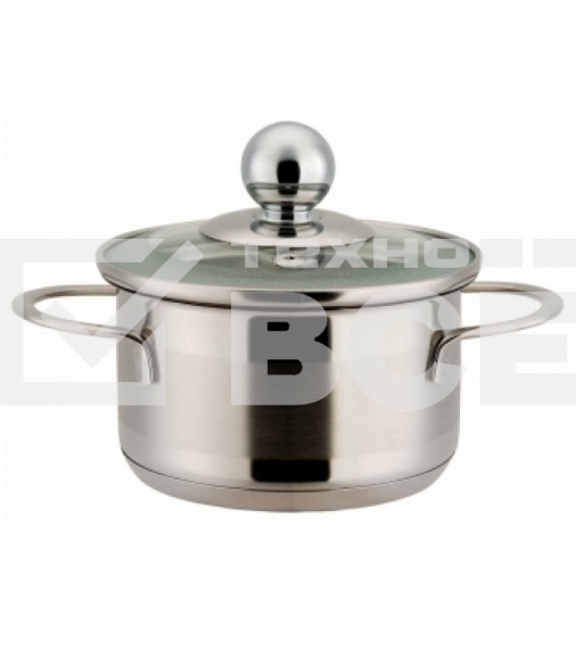 Кастрюля Zeidan Z-50195 Jessica 1,0 л со стеклянной крышкой, Ø14х7 см, нерж.сталь