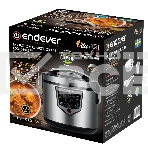 Мультиварка электрическая Endever Vita-124 черный/стальной, 1000 Вт, 5 л, 16 авторежимов работы, книга рецептов, фото2