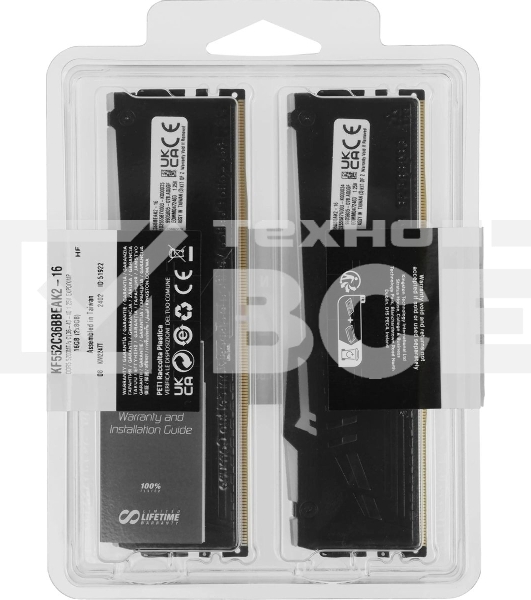 Оперативная память Kingston Fury Beast Expo, DDR5, 16GB (2x8GB), 5200MHz, CL36, с радиаторами, RGB, черный