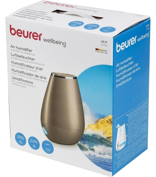 Увлажнитель воздуха Beurer LB37 золотистый (toffee), 20 м², 2 л, ультразвуковой, 2 режима интенсивности, ароматизация, ночной режим, автоотключение