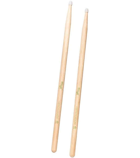 Барабанные палочки STAGG SHV5AN деревянные, American Hickory 5AN, материал орех, с нейлоновыми наконечниками, 2 шт., подобранная пара по весу, цвету и звучанию, размеры (в упаковке) 410х20х20 мм, вес (в упаковке) 0,1 кг