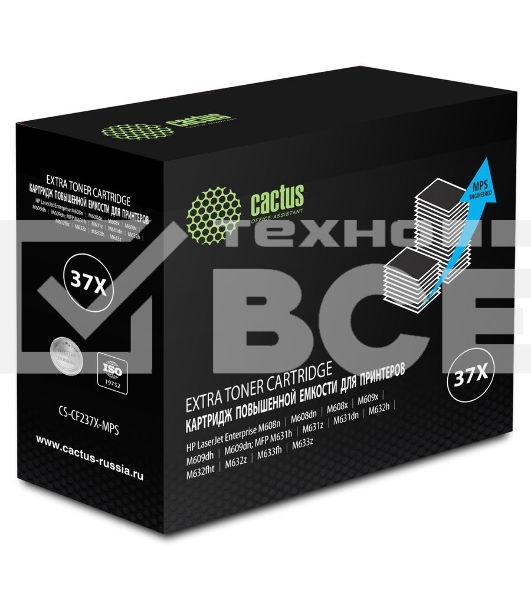 Картридж лазерный Cactus CS-CF237X-MPS черный (50000 стр.) для HP LJ M608n/M608dn/M609x/M631h/M631z/M632h