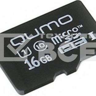 Флеш карта QUMO MicroSDHC 16GB Сlass 10 UHS-I ,3.0 без адаптером SD, черно-красная картонная упаковка