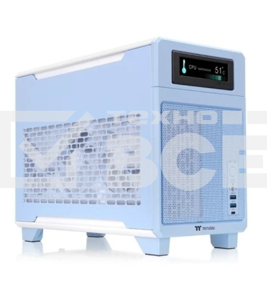 Корпус Thermaltake TR100, без БП, SFF, голубой, 0, 8x140mm 2x200mm