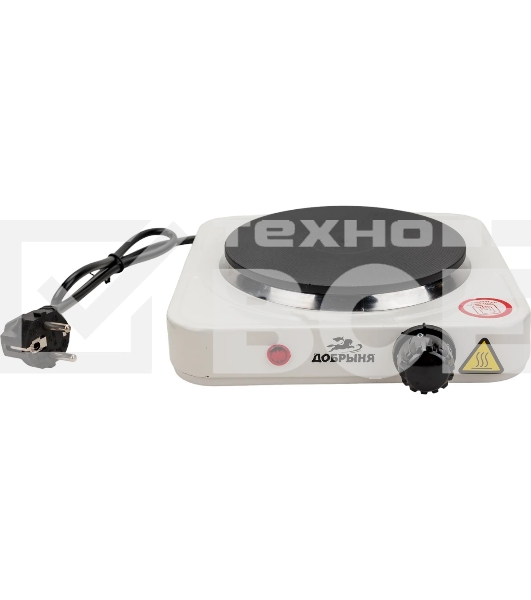 Плита настольная электрическая Добрыня DO-2206W белая, 1конф.1,0кВт,чугун