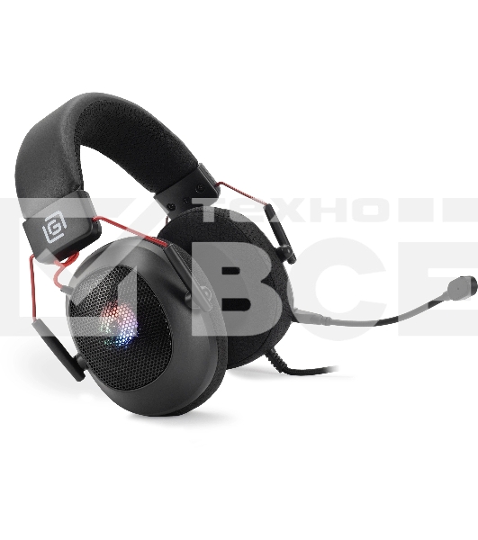 Наушники с микрофоном Оклик HS-L305G черный/красный 2м мониторные оголовье (2060511)