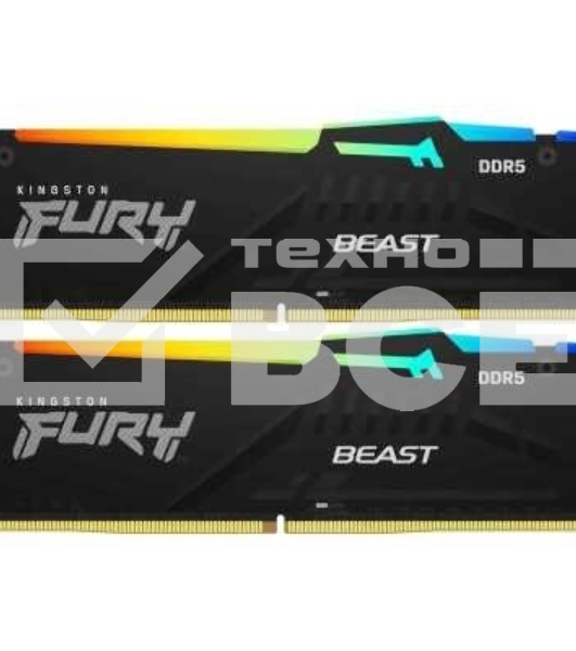 Оперативная память Kingston Fury Beast Black AMD, DDR5, 64Gb (2x32 Gb), 6000 MHz, CL36, радиатор, черный