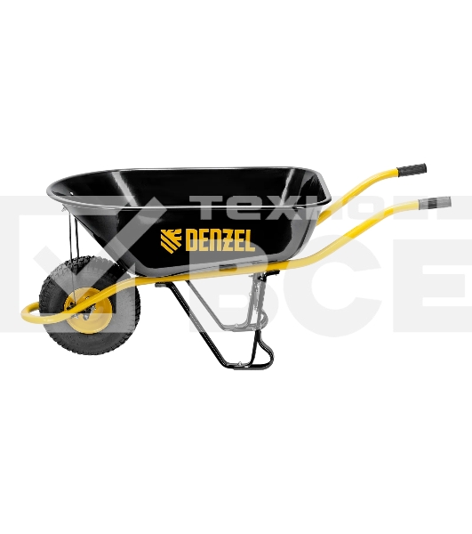 Тачка строительная Denzel усиленная, объем 130 л, 230 кг, колесо 15х6.00-6