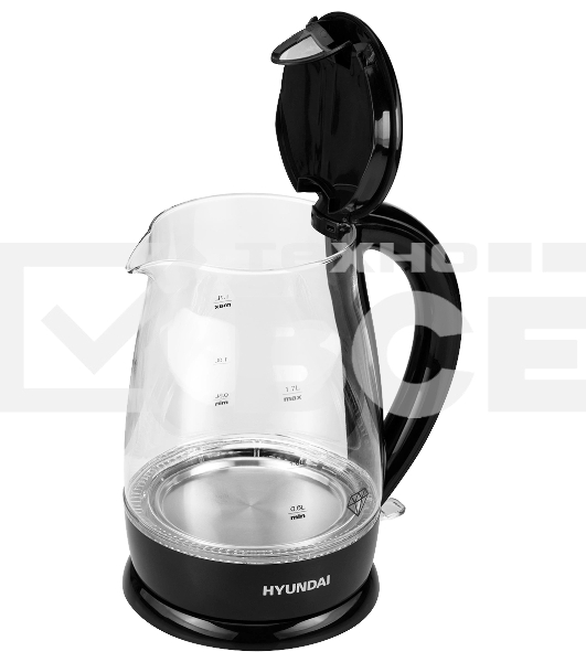 Чайник электрический Hyundai HYK-G2011 1.7л. 2200Вт черный (корпус: стекло)