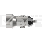 Автомобильное зарядное устройство Maxvi CCM-M602PD LED metallic silver 6A, 1xUSB, 1xType-C, QC3.0, фото3
