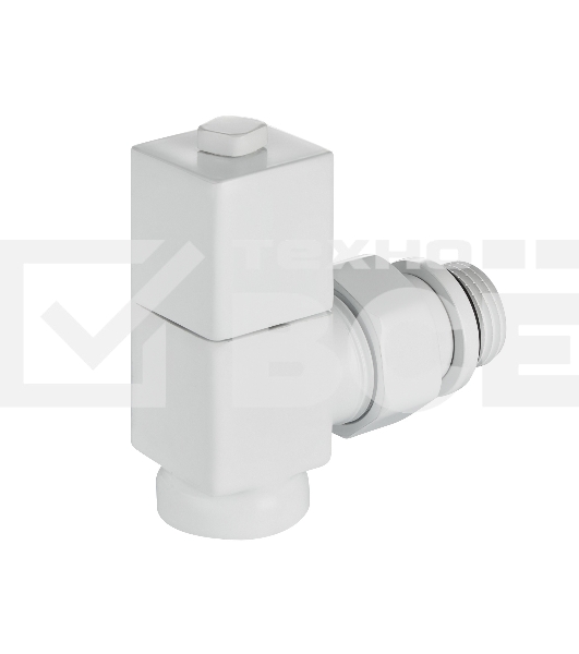 Набор дизайн-вентилей Royal Thermo CUBE, угловой (белый) 1/2