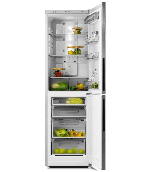 Холодильник BENOIT-344E серебристый металлопласт двухкамерный 220/124л морозилка снизу, No Frost