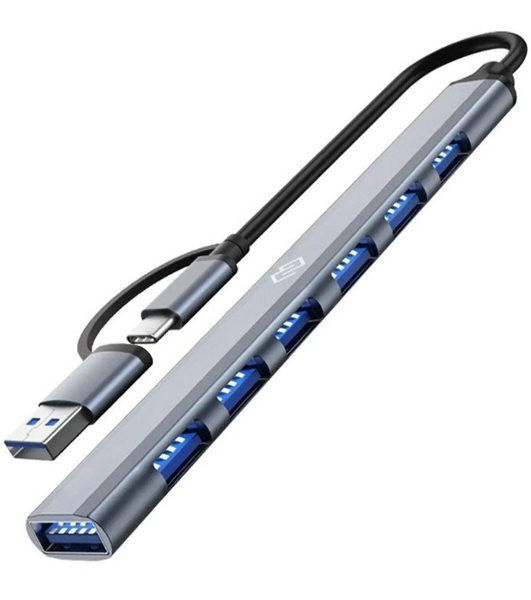 USB-концентратор Digma DHUB-7USB-AC-3.0, USB-C + USB-A, USB 3.0 7 портов, USB