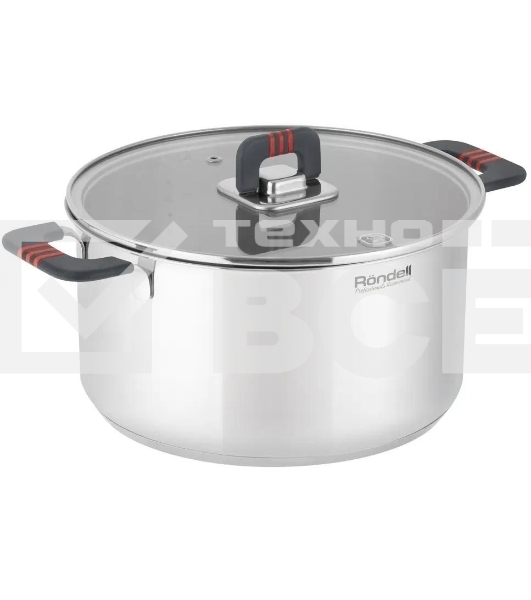 Кастрюля Rondell Stripes RDS-1638, 5.2л, 24см, с крышкой, стальной