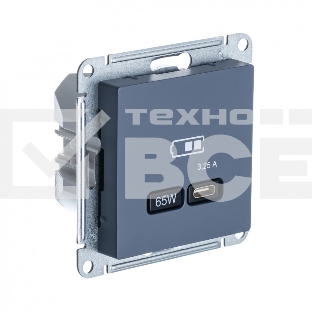 Розетка USB SE тип-C 65W высокоскор. заряд. QC, PD, мех. AtlasDesign грифель
