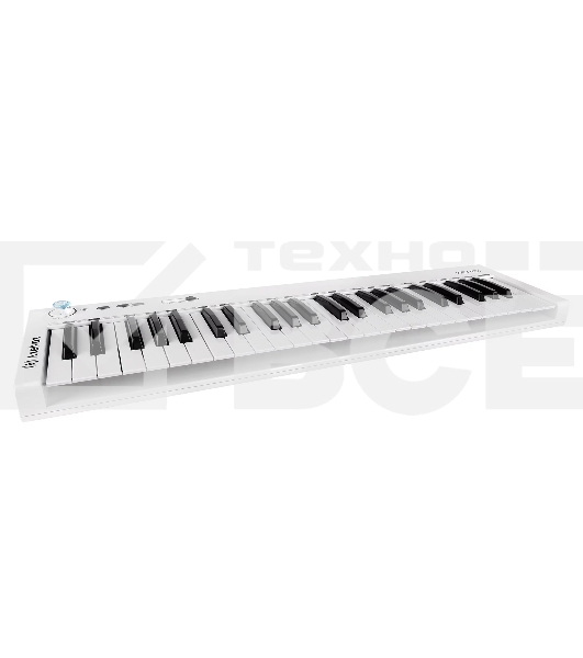 Клавиатура MIDI [AX-1973W] Axelvox [KEY49j White] 4-октавная (49 клавиш) динамическая USB, 3 кнопки, джойстик (Pitch Bend и Modulation), 1 программируемый фейдер, вход Sustain педали, выключатель питания, питание от USB. Цвет белый.
