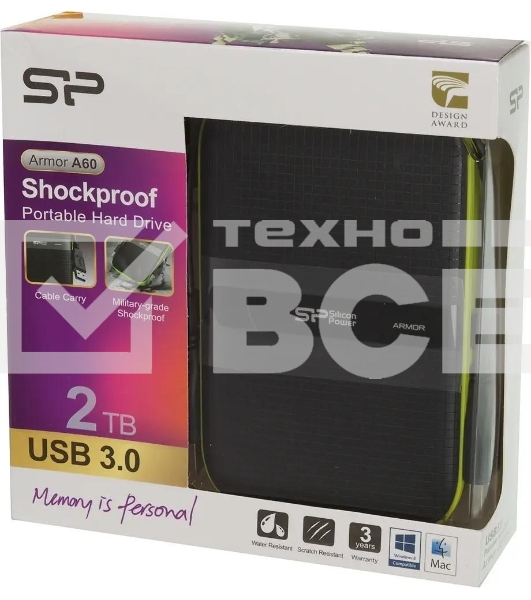 Внешний HDD Silicon Power USB 3.0 2Tb A60 SP020TbPHDA60S3K Armor 2.5
