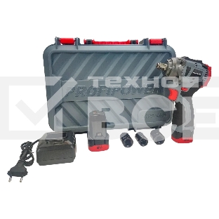 Аккумуляторный бесщеточный ударный гайковерт ProfiPower BL-163 (16В, 260Нм, Li-ion 2шт, 2.0А·ч, ударные головки 17,19,21, З/У,в кейсе)