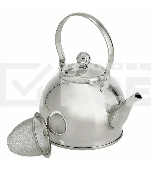 Чайник для плиты WEBBER BE-0597 из нерж.стали с ФИЛЬТРОМ из нерж. стали 1л,(24)