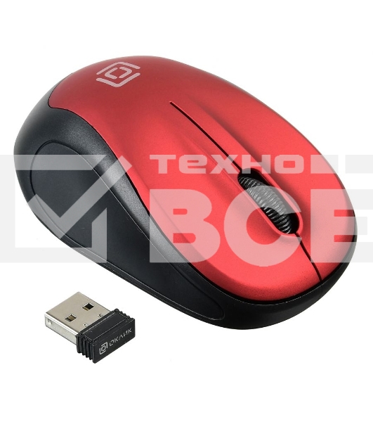 Мышь беспроводная Oklick 665MW черный/красный, 1000 dpi, радиоканал, USB, кнопки - 3