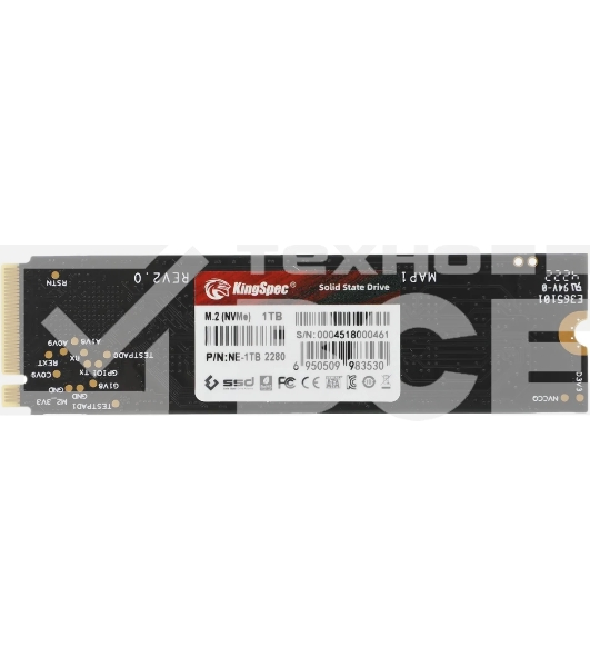 Накопитель SSD KingSpec NE-1TB, 1024GB, PCIe 3.0 x4, M.2 2280, NVMe, R/W 2400/1900