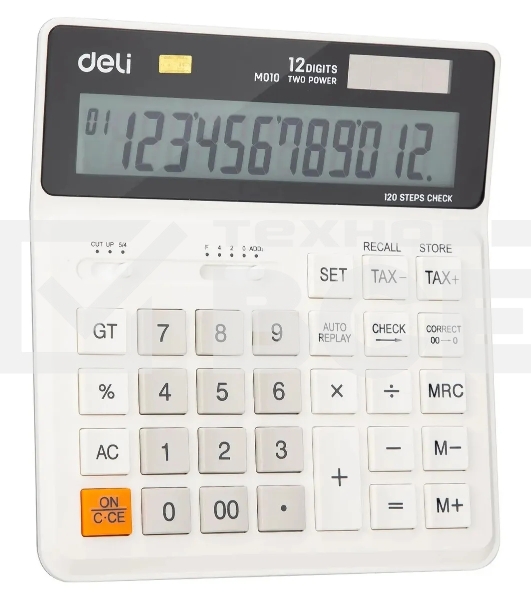 Калькулятор бухгалтерский Deli EM01010 белый 12-разр.