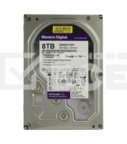 Жесткий диск HDD Western Digital Surveillance Purple Pro8TB 7200rpm SATA-III 256Mb 3.5