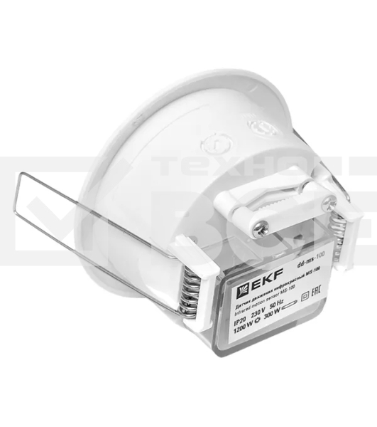 Датчик движения EKF dd-ms-100 (ИК) MS-100 (ДД) встраив. 1200 Вт 360 град. до 6 м IP20