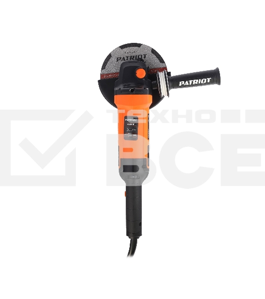 Машина углошлифовальная (УШМ) PATRIOT Expert AG 150E 1300Вт, диск 150мм, 3000-9000об/мин, регулировка скорости, поддержка оборотов, плавный пуск, защита от повторного включения, усиленная защита от пыли, виброзащитная дополнительная рукоятка