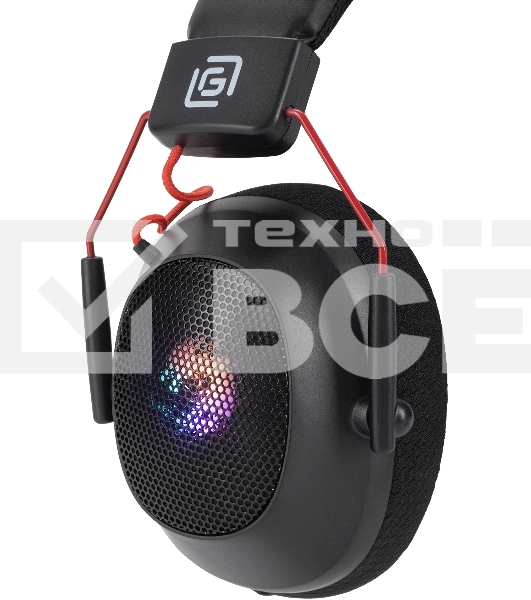 Наушники с микрофоном Оклик HS-L305G черный/красный 2м мониторные оголовье (2060511)