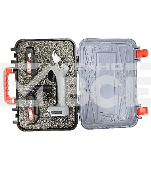 Аккумуляторный секатор садовый бесщеточный ProfiPower MKGSP-18V (Li-ion-2шт, 2.0А·ч, зап. лезвие, набор ключей, З/У, в кейсе)