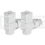 Набор дизайн-вентилей Royal Thermo CUBE, угловой (белый) 1/2