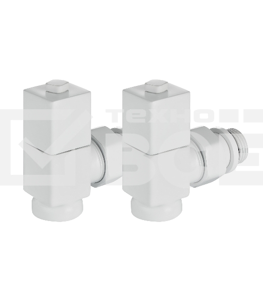 Набор дизайн-вентилей Royal Thermo CUBE, угловой (белый) 1/2