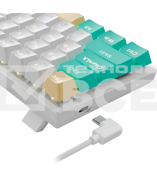 Клавиатура проводная механическая Defender Vexx Pro GK-084 RU, белый/зеленый, механическая