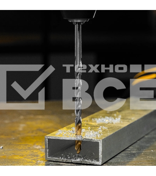 Сверло спиральное по металлу Denzel 7,0 х 156 мм, Р6М5, Golden Tip, удлиненное