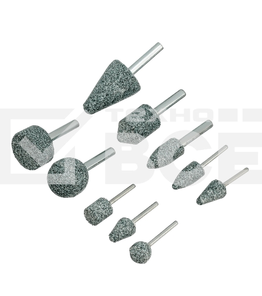 Набор шарошек Denzel абразивных для дрели (ПШМ), 63С, 10 шт.
