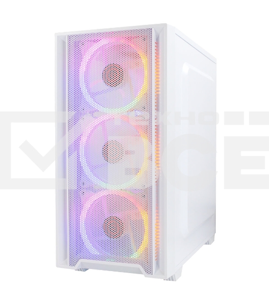 Корпус Ginzzu CL640 mATX FAN 4*12FRGb передняя панель Сетка Белый