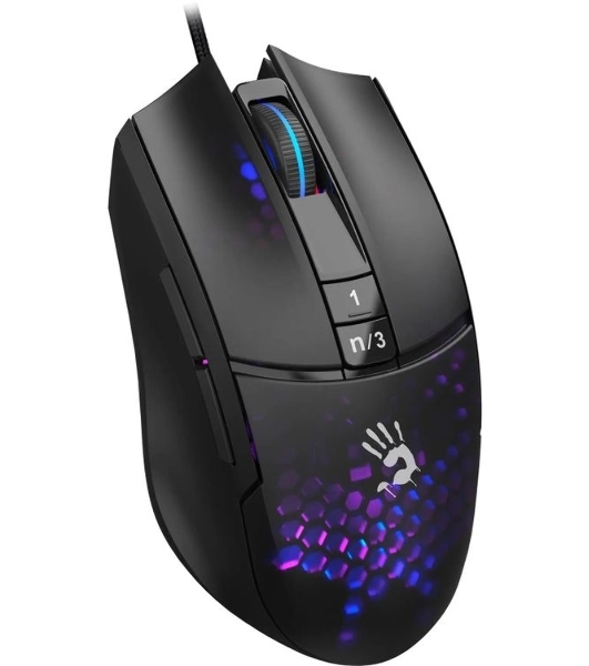 Мышь проводная A4Tech Bloody L65 Max черный/фиолетовый, 12000 dpi, USB, кнопки - 7