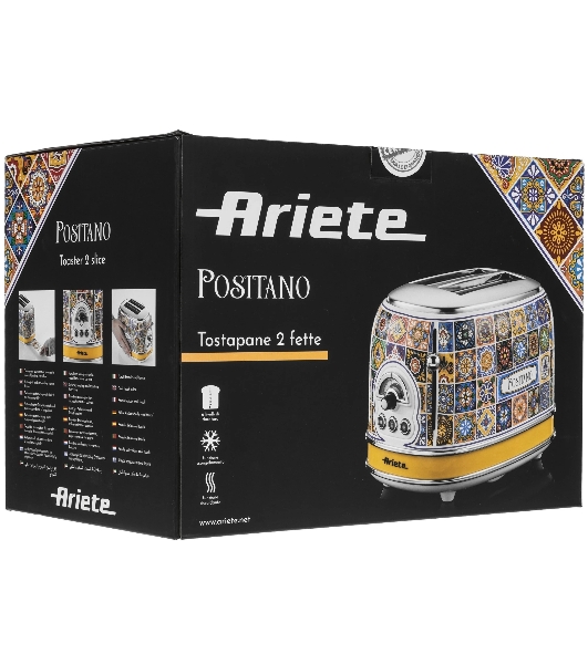Тостер Ariete Positano 155 желтый, 810 Вт, 2 слота