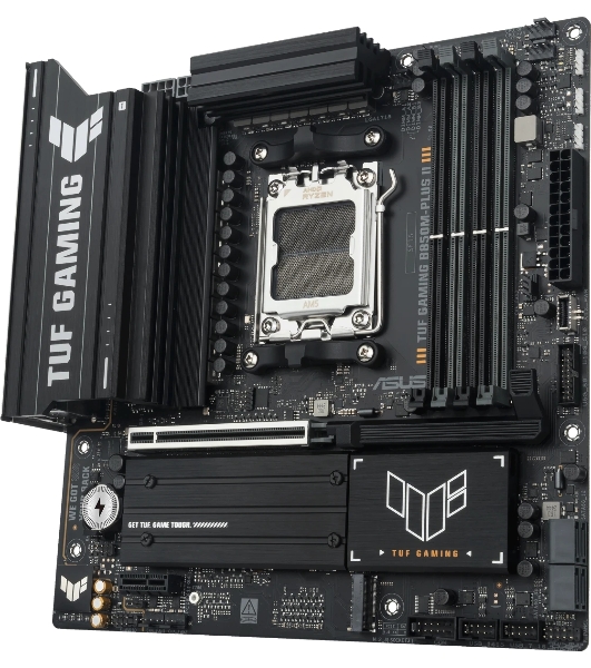 Материнская плата ASUS TUF GAMING B850M-PLUS II, AM5, AMD B850, 4xDDR5, 4xSATA, 3xM.2, 1xPCIe 5.0 x16, 1xPCIe 4.0 x1, 1xHDMI, 1xDP, 1x2.5Gb LAN, 1xUSB-C 20Gbps, 3xUSB-A 10Gbps, 4xUSB-A 5Gbps, 4xUSB-A 2.0, 3x3.5 мм, 7.1, mATX