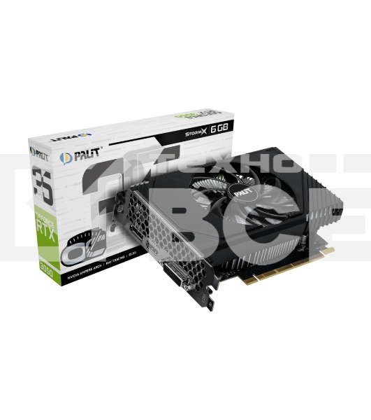 Видеокарта Palit RTX3050 STORMX OC 6Gb NVIDIA GeForce RTX 3050 6Gb PCI-E 4.0 96bit GDDR6 1042/14000 DVIx1 HDMIx1 DPx1 HDCP Ret