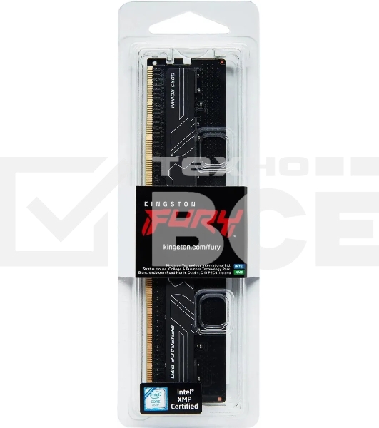 Оперативная память Kingston Fury Renegade Pro, DDR5, 16GB, DIMM, 6800MHz, CL34, ECC, RDIMM, с радиатором, черный