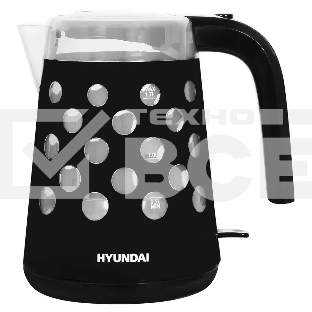 Чайник электрический Hyundai HYK-G2012 1.7л. 2200Вт черный/прозрачный (корпус: пластик)