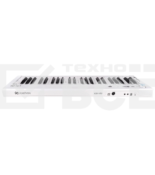 Клавиатура MIDI [AX-1973W] Axelvox [KEY49j White] 4-октавная (49 клавиш) динамическая USB, 3 кнопки, джойстик (Pitch Bend и Modulation), 1 программируемый фейдер, вход Sustain педали, выключатель питания, питание от USB. Цвет белый.