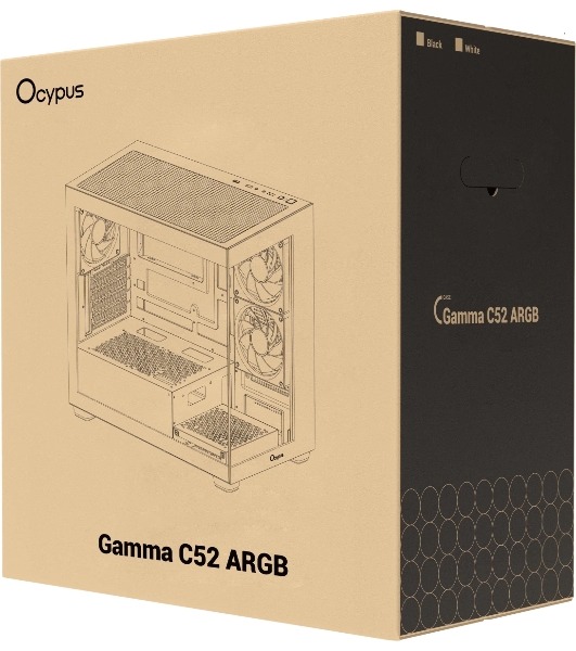 Компьютерный корпус Ocypus Gaммa C52 BK ARGB mATX/win/black/3 ARGB fans/no PSU/Tempered Glass