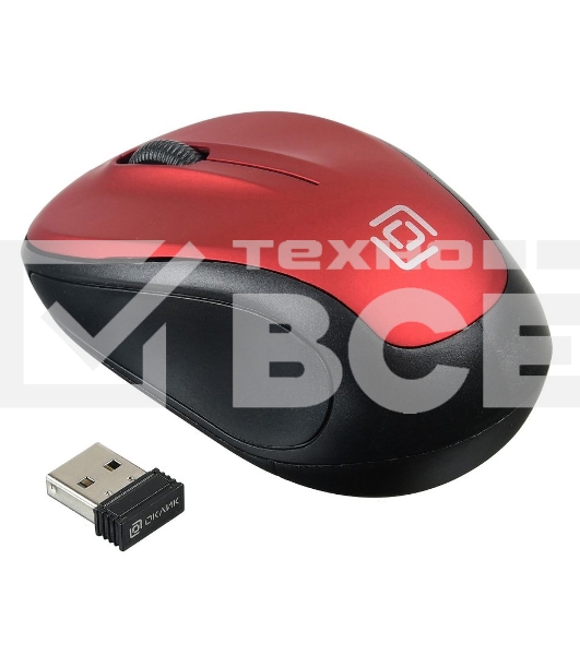 Мышь беспроводная Oklick 665MW черный/красный, 1000 dpi, радиоканал, USB, кнопки - 3