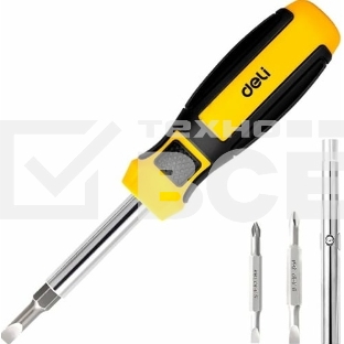 Многофункциональная отвертка 6-в-1 Deli DL260206 В комплекте биты SL5, SL6, PH1, PH2