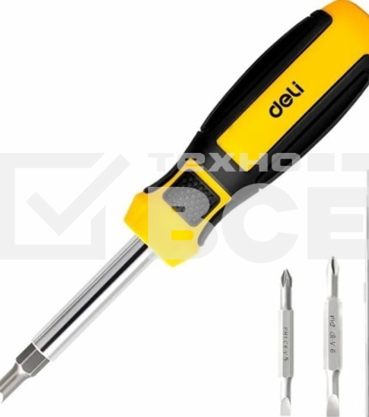 Многофункциональная отвертка 6-в-1 Deli DL260206 В комплекте биты SL5, SL6, PH1, PH2