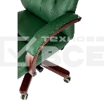 Кресло руководителя Бюрократ T-9928Walnut зеленый, кожа, крестов. металл/дерево, фото8