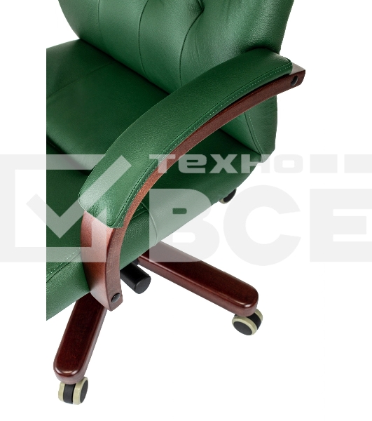 Кресло руководителя Бюрократ T-9928Walnut зеленый, кожа, крестов. металл/дерево